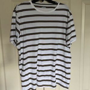 Old Navy White T-shirt w/ Navy & Yellow Stripes